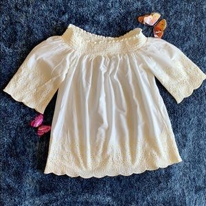Abercrombie and Fitch Off Shoulder Eyelet Blouse